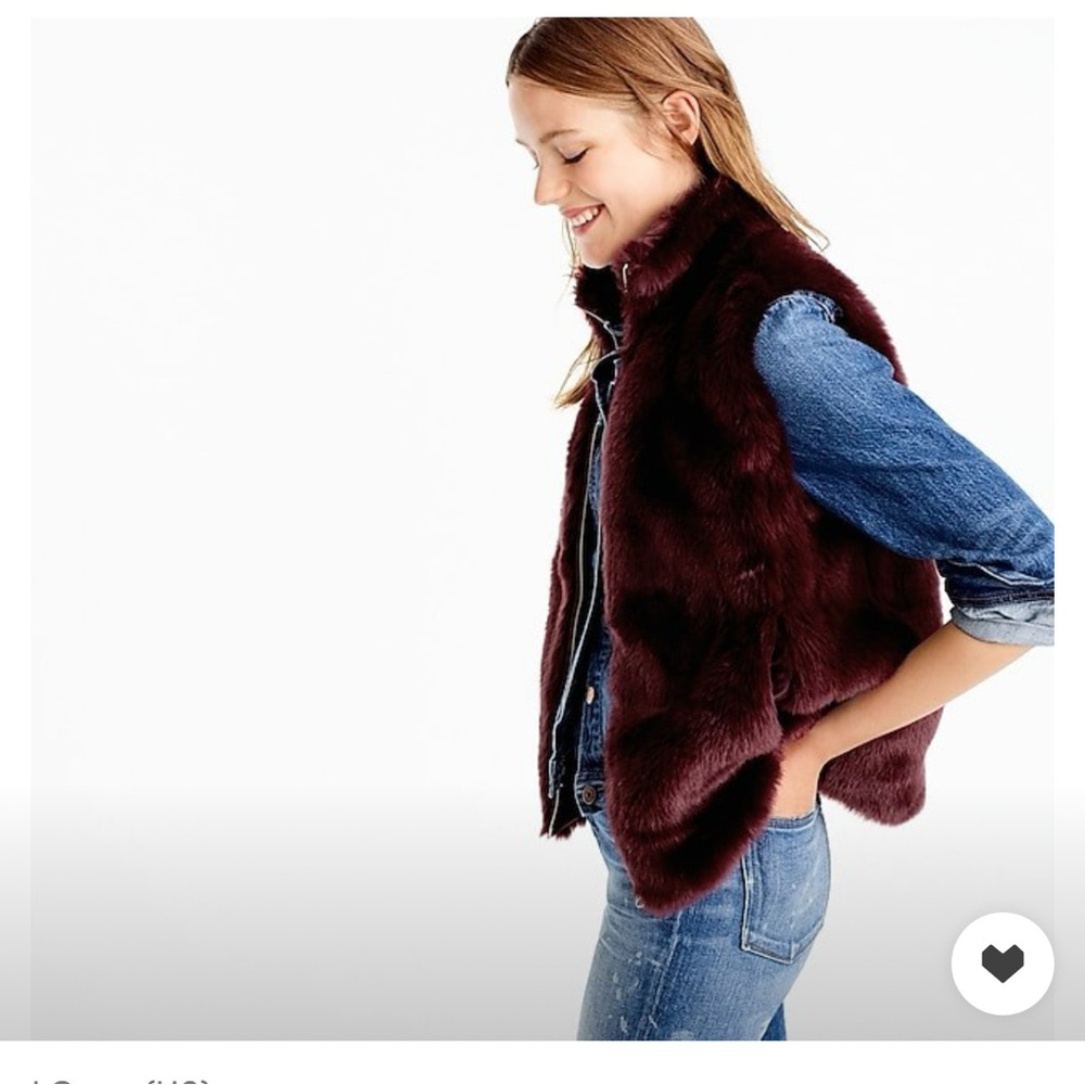 J. Crew Women's Faux Fur Vest in Rich Burgundy